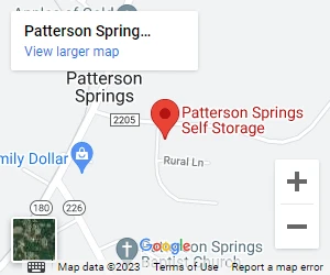 Map to Patterson Springs Mini Storage located in Shelby, NC